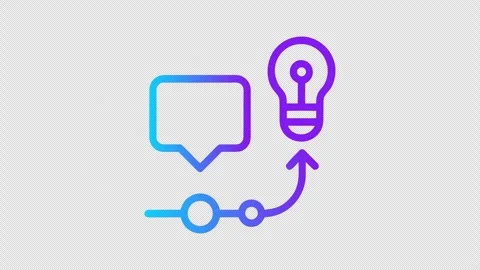 Neon Chat Bubble Idea Light Bulb and Arrow Line on Transparent Background Stock Footage 337660511