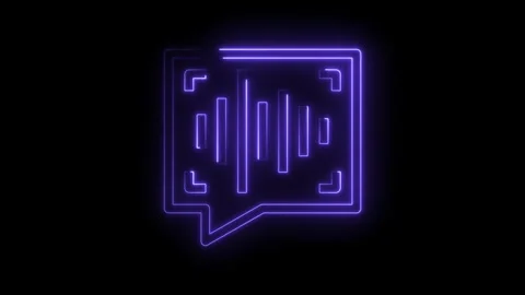 Neon chat bubble with sound waveform visualizer animation on a black backgrou Stock Footage 314536685
