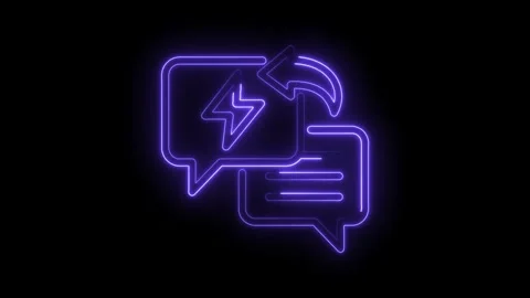 Neon chat bubbles energy exchange concept animation on black background Stock Footage 330777237
