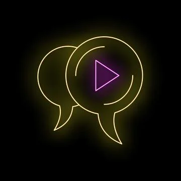 Neon chat bubbles with glowing play icon イラスト素材