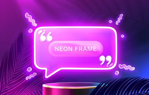 Neon chat frame, bubble led talk. Vector Stock Illustration