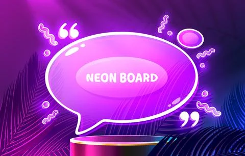 Neon chat frame, bubble led talk. Vector Stock Illustration