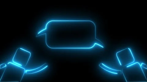 Neon Chat Icon with Two People and Speech Bubbles Stock Footage 311117816