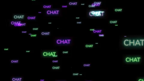 Neon Chat Text Pattern on Black Background Stock-Footage 336693122