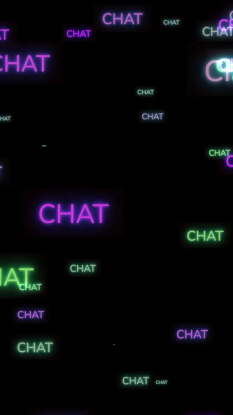 Neon Chat Text Pattern on Black Background vertical video Stock Footage 346256804