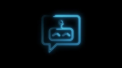 Neon chatbot icon animation on black background for artificial intelligence.. Stock Footage 314541077