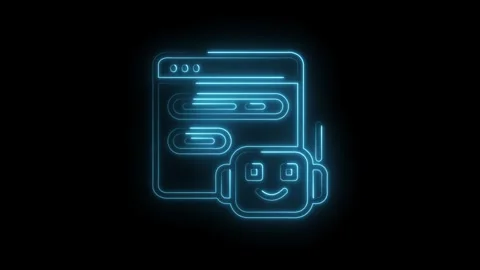 Neon chatbot interface illustrating artificial intelligence assistance and .. Video stock 312311531