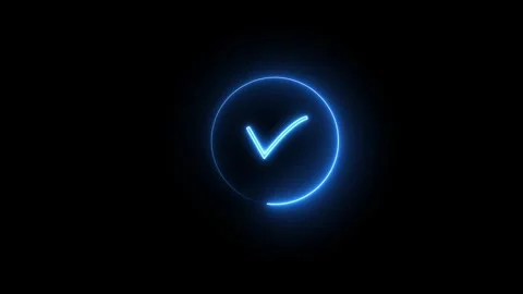 Neon check mark icon animations. neon check mark, tick, yes, or OK symbol o.. 스톡 동영상 337658937