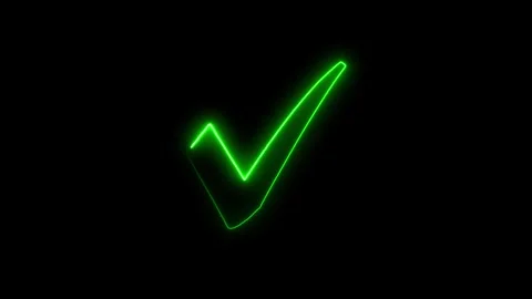 Neon Check mark loop animation, tick mark symbol, yes, approved sign. Stock Footage 321691513