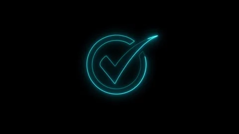 Neon Check mark loop animation, tick mark icon, yes, approved sign. Stock Footage 321691517