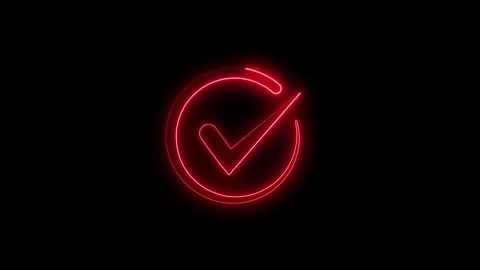 Neon Check mark loop animation, tick mark icon, yes, approved sign. Stock Footage 321691538