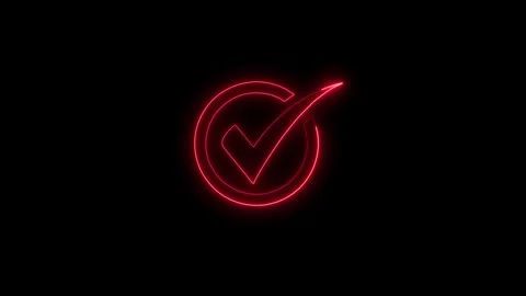 Neon Check mark loop animation, tick mark icon, yes, approved sign. Stock Footage 321691545
