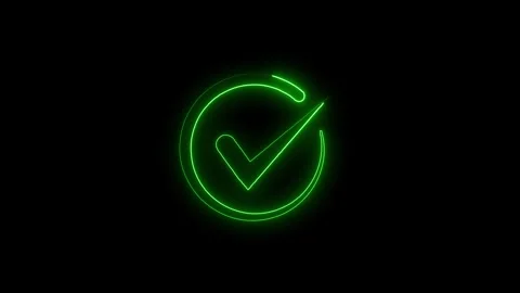 Neon Check mark loop animation, tick mark icon, yes, approved sign. Stock Footage 321691617