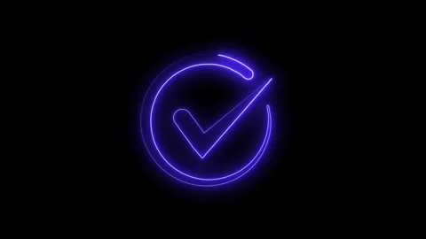 Neon Check mark loop animation, tick mark icon, yes, approved sign. Stock Footage 321691651