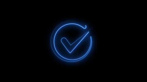 Neon Check mark loop animation, tick mark icon, yes, approved sign. Stock Footage 321691652
