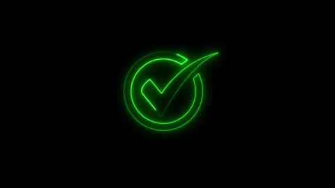Neon Check mark loop animation, tick mark icon, yes, approved sign. Video stock 321691775