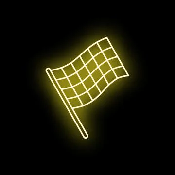 Neon checkered flag indicating finish line or victory 스톡 일러스트