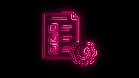 Neon checklist and clockwork mechanism signifying project management automa.. 스톡 동영상 346006012