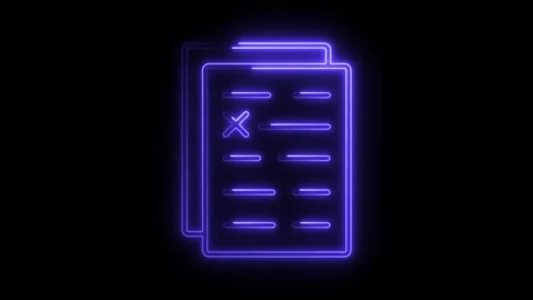 Neon checklist animation glowing document with checkmark for task managemen.. Stock Footage 308287227
