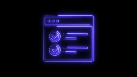Neon checklist form glowing with approval on black background digital interface Stock Footage 322966031