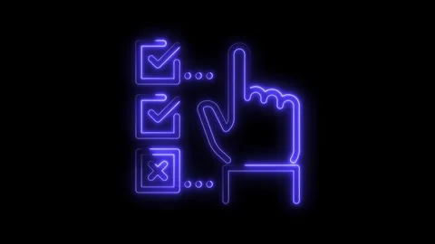 Neon checklist with hand cursor animation representing choices and confirma.. Stock Footage 312333424