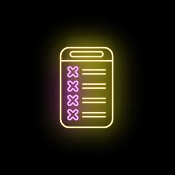 Neon checklist icon showing failed tasks concept Illustrazione stock
