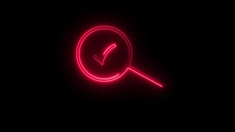 Neon checkmark icon on search button animated video Stock Footage 291427449