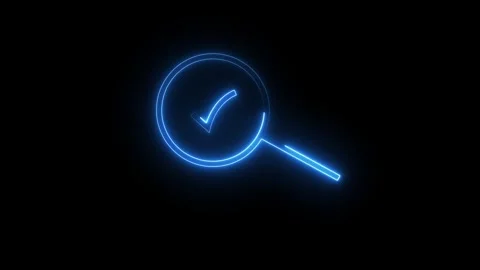 Neon checkmark icon on search button animated video Stock Footage 291427451