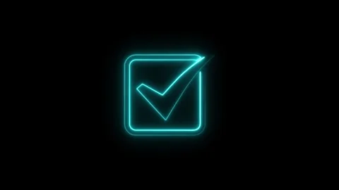 Neon Checkmark Icon Signifying Approval or Success Video stock 344860682