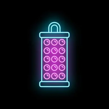 Neon cheese grater glowing kitchen utensil icon Stock Illustration