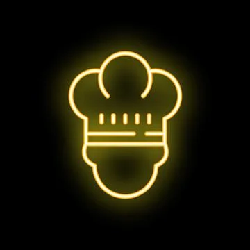 Neon chef hat glowing on dark background Stock Illustration
