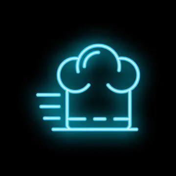 Neon chef hat icon representing food delivery service Stock Illustration