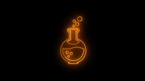Neon chemical flask with boiling liquid. Video stock 332089698