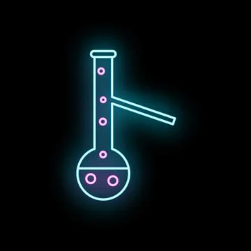 Neon chemistry flask creating experiments in laboratory Stock Illustration