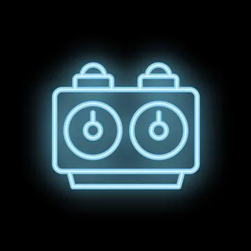 Neon chess clock icon glowing on dark background Stock Illustration