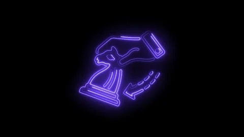 Neon chess piece movement concept with human hand and strategic thinking on.. Stock Footage 330778339