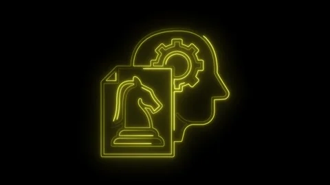 Neon chess strategy implementation with artificial intelligence conceptual .. Stock Footage 312320116