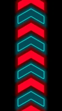 Neon chevron arrows background with glowing red and cyan electric light ver.. 库存插图