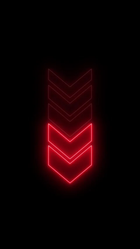 Neon Chevron Down Arrow Animation, Glowing Direction Indicator Stock Footage 332627346