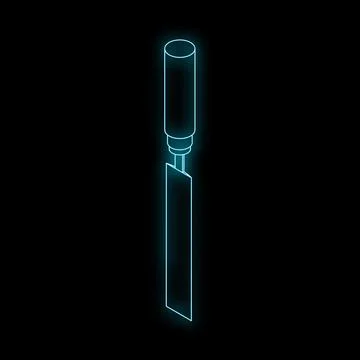 Neon chisel creating a modern woodworking design Stock Illustration