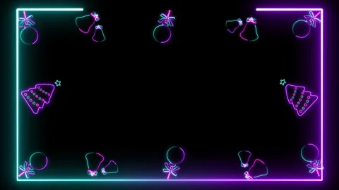 Neon Christmas Elements Frame Stock-Footage 260094195
