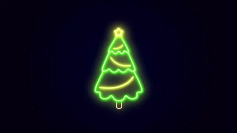 Neon Christmas tree on dark background Stock Footage 325026130