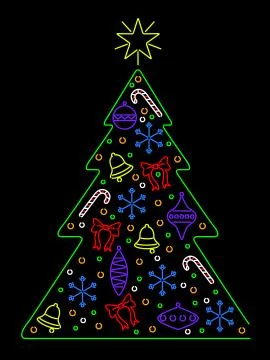 Neon Christmas tree Stock Illustration