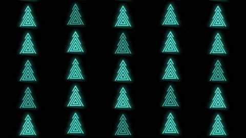 Neon Christmas trees pattern on black gradient Stock Footage 232842343