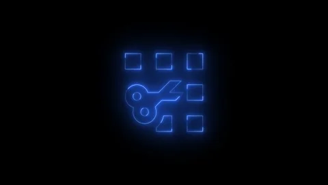 Neon chrome annotate contrast icon glowing black background animation Stock Footage 289472358