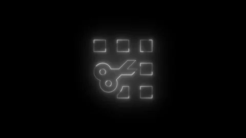 Neon chrome annotate contrast icon glowing black background animation Stock Footage 289472391