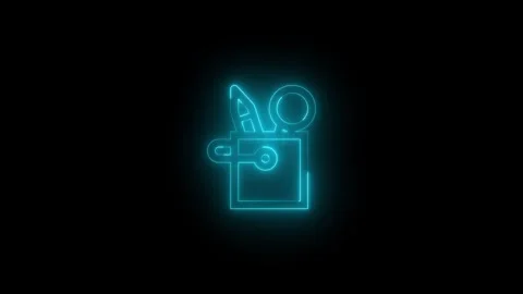 Neon cht language bar icon glowing black background animation Stock Footage 289472642