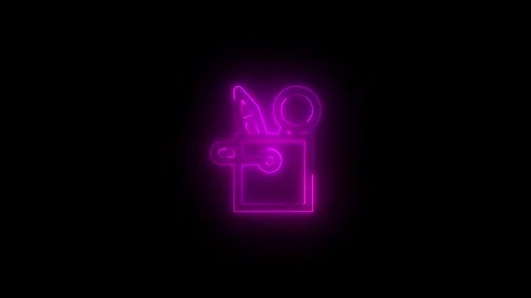 Neon cht language bar icon glowing black background animation Vídeos de archivo 289472654