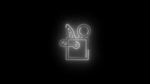 Neon cht language bar icon glowing black background animation Stock Footage 289472680