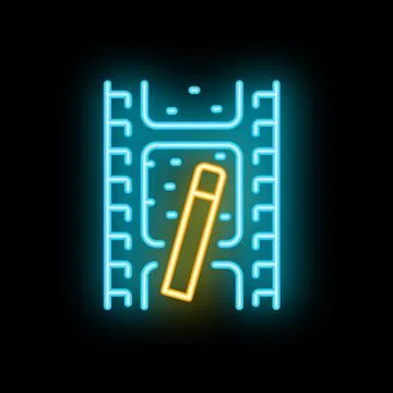 Neon cigarette pack and cigarette on black background Illustrazione stock